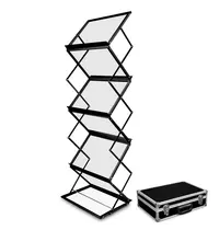 Luxus Folderstandaard | MONTANA | Staal/Aluminium | Zwart | Opvouwbaar | Dubbelzijdig | 6x A3 | Incl. Koffer | 470x380x1470(h)mm