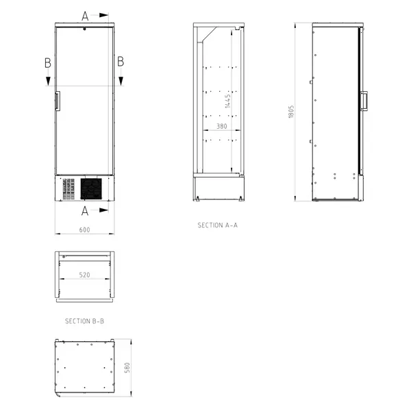 Drankenkoeling | SGD | 270L | Antracietgrijs | +2°C/+12°C | Geforceerd | 600x580x1805(h)mm