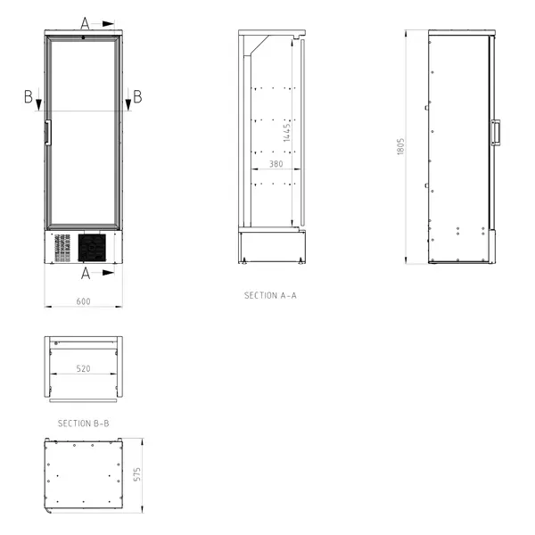 Drankenkoeling | SGD | 270L | Antracietgrijs | +2°C/+12°C | Geforceerd | 600x580x1805(h)mm