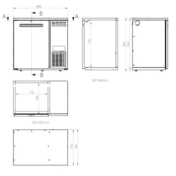Vatenkoeler | SFK | Antracietgrijs | 4x 20L/1x 50L (KEG) | +2°C/+10°C | Geforceerd | 880x580x840(h)mm