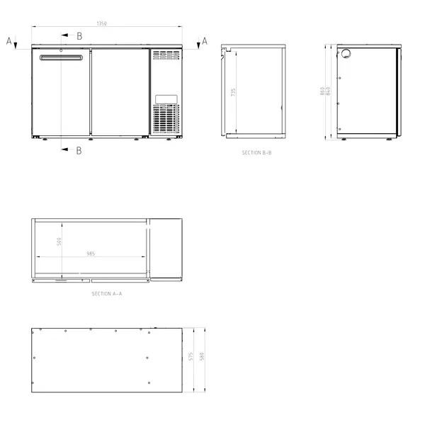 Vatenkoeler | SFK | Antracietgrijs | 8x 20L/2x 50L (KEG) | +2°C/+10°C | Geforceerd | 1350x580x840(h)mm