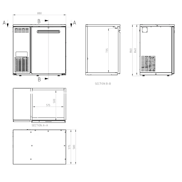 Vatenkoeler | SFK | Antracietgrijs | 4x 20L/1x 50L (KEG) | +2°C/+10°C | Geforceerd | 880x580x840(h)mm