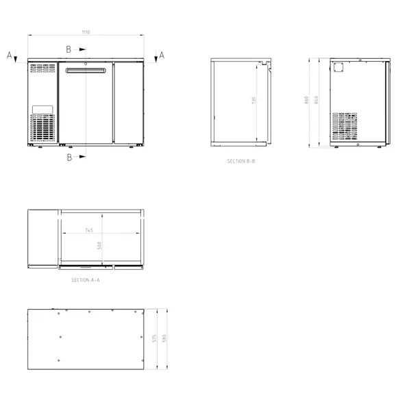 Vatenkoeler | SFK | Antracietgrijs | 6x 20L/1x 50L (KEG) | +2°C/+10°C | Geforceerd | 1110x580x840(h)mm
