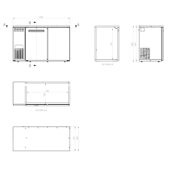 Vatenkoeler | SFK | Antracietgrijs | 8x 20L/2x 50L (KEG) | +2°C/+10°C | Geforceerd | 1350x580x840(h)mm