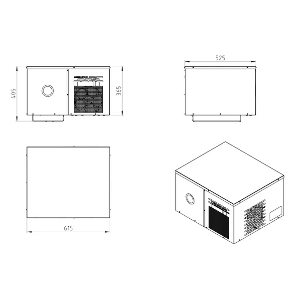 Plafondunit Vatenkoelcel | SKB | +2°C/+10°C | Geforceerd | 0.33kW (230V) | 615x525x365/405(h)mm