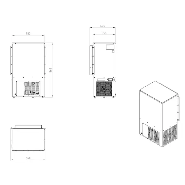 Wandunit Vatenkoelcel | SKB | +2°C/+10°C | Geforceerd | 0.71kW (230V) | 355/405x560x865(h)mm