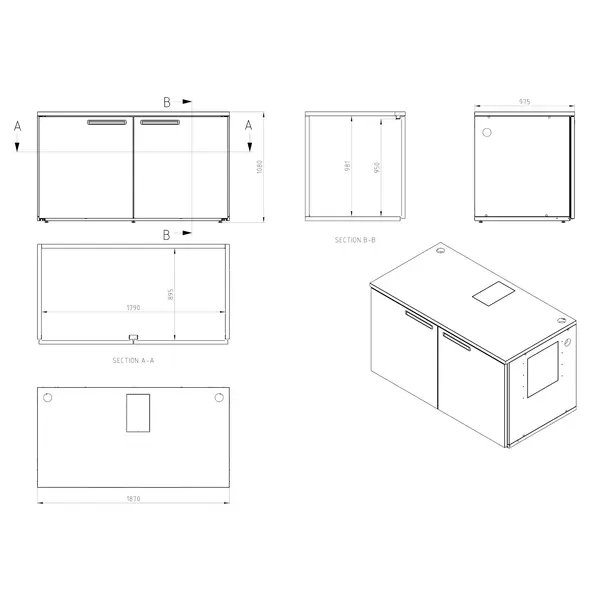 Vatenkoelcel | SKB | 1.57m³ | 24x 20L/8x 50L (KEG) | Isolatie 40mm | 1870x975x1080(h)mm