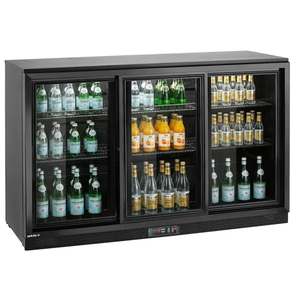 Barkoelkast | 323L | Zwart | 0°C/+10°C | Statisch + Ventilator | Schuifdeuren | 1350x520x865(h)mm