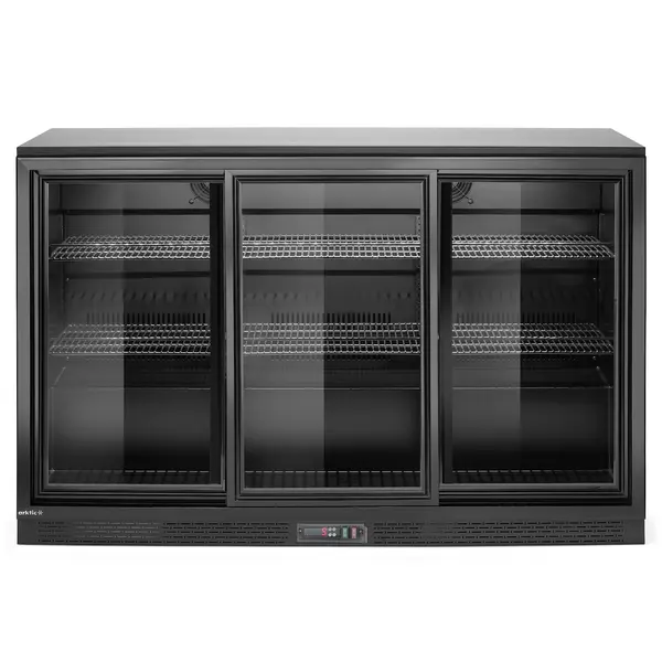 Barkoelkast | 323L | Zwart | 0°C/+10°C | Statisch + Ventilator | Schuifdeuren | 1350x520x865(h)mm