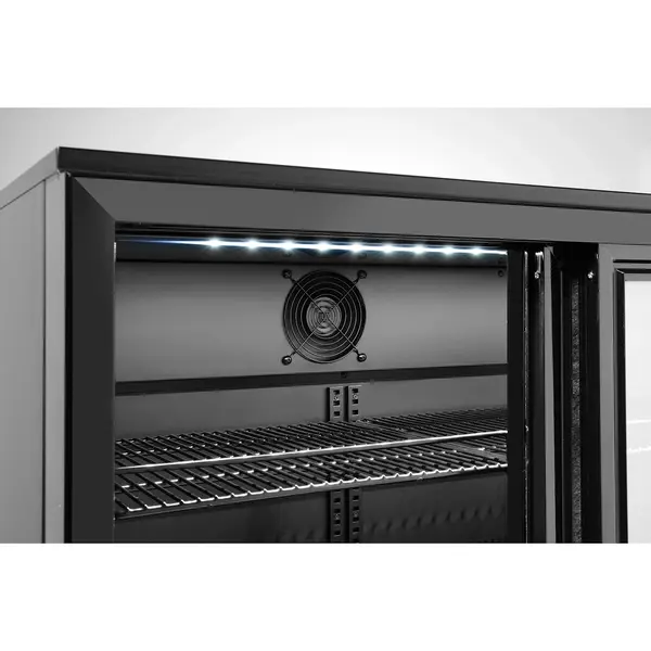 Barkoelkast | 323L | Zwart | 0°C/+10°C | Statisch + Ventilator | Schuifdeuren | 1350x520x865(h)mm