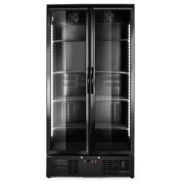 Drankenkoeling | 477L | Zwart | 0°C/+10°C | Statisch + Ventilator | Draaideuren | 900x530x1820(h)mm