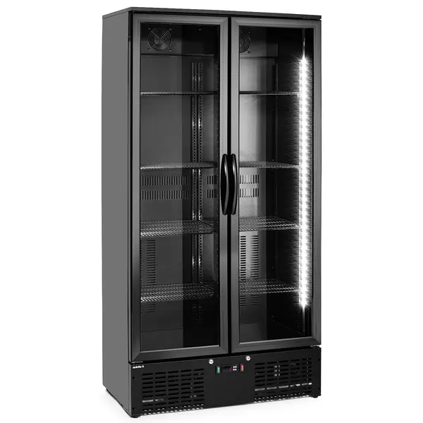 Drankenkoeling | 477L | Zwart | 0°C/+10°C | Statisch + Ventilator | Draaideuren | 900x530x1820(h)mm