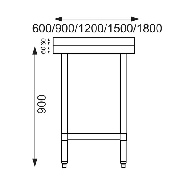 Werktafel | RVS | Bodemschap | Achteropstand | Zelfmontage | 1500x700x900/960(h)mm