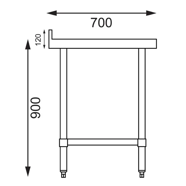 Werktafel | RVS | Bodemschap | Achteropstand | Zelfmontage | 1500x700x900/960(h)mm
