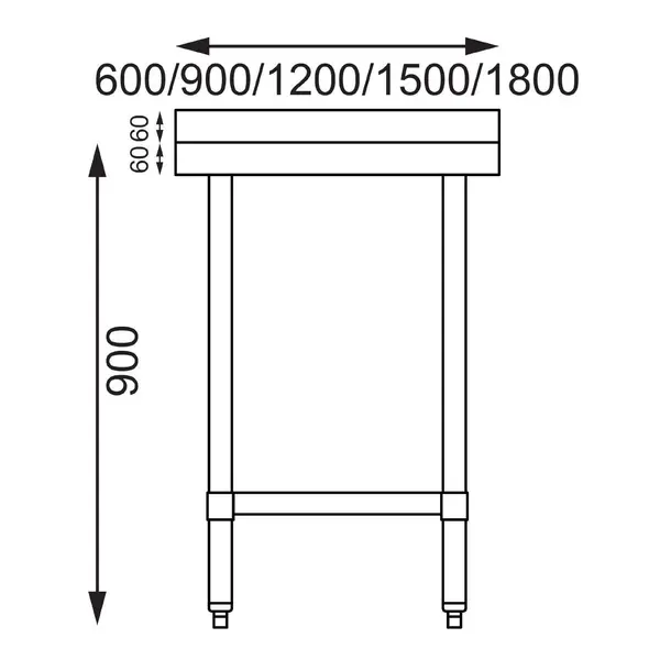 Werktafel | RVS | Bodemschap | Achteropstand | Zelfmontage | 1500x600x900/960(h)mm
