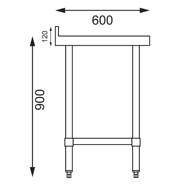 Werktafel | RVS | Bodemschap | Achteropstand | Zelfmontage | 1500x600x900/960(h)mm