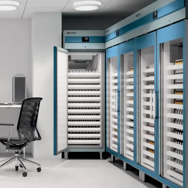 Medische Koelkast | LABORATORY | 565L | Grijs/Blauw | +2°C/+15°C | Geforceerd | Temperatuur-/Deuralarm | 660x855x1995(h)mm