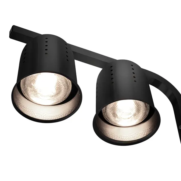 Warmhoudbrug | Zwart | 1/1 GN | Verstelbare Hoogte | 2x 250W | Incl. Lampen | 350x510x590/790(h)mm