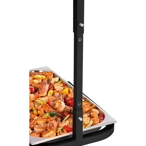 Warmhoudbrug | Zwart | 1/1 GN | Verstelbare Hoogte | 2x 250W | Incl. Lampen | 350x510x590/790(h)mm