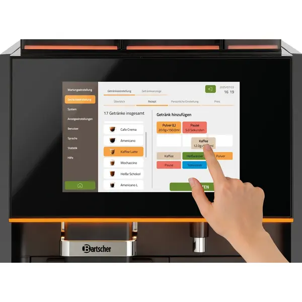 Volautomatisch Koffiezetapparaat | KV-SERIE | 90 Kopjes/u | 3 Hoppers (1x Bonen + 2x Toppings) | Waterreseroir/-Aansluiting | 2.5kW (230V) | Touchscreen | 380x605x695(h)mm