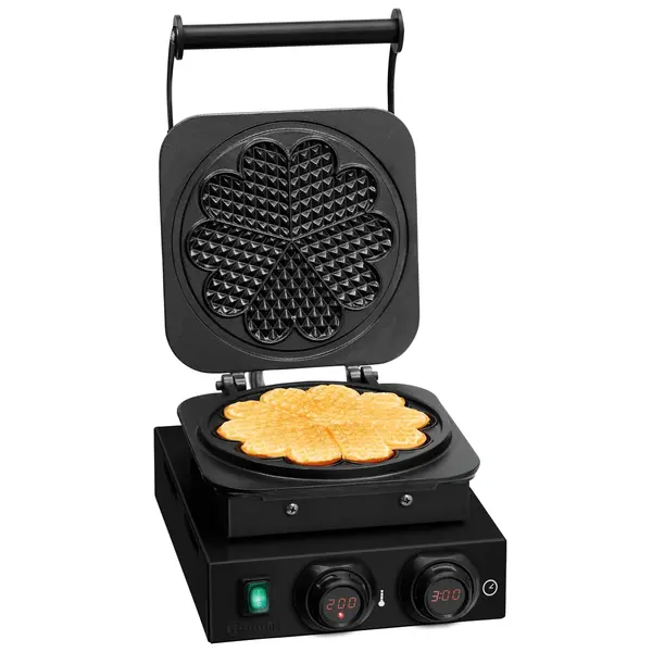 Wafelijzer | Enkel | Hartvormige Wafels | 50°C/300°C | 2.2kW (230V) | Timer | 285x470x225(h)mm