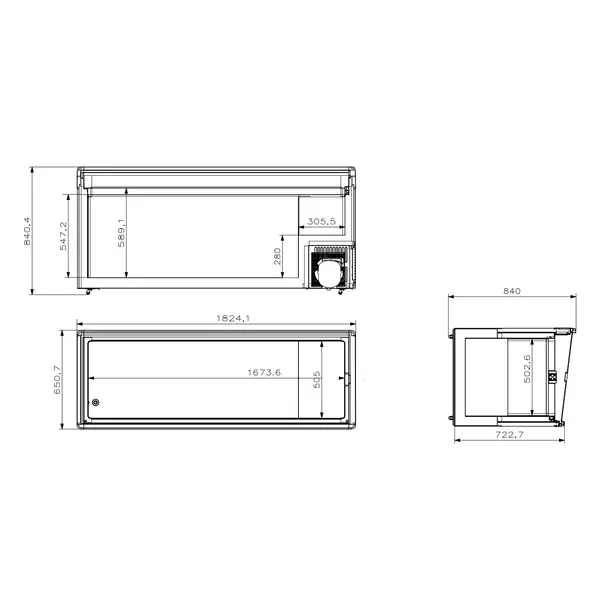 Koel-/Vrieskist | LOTTE | 586L | Wit | -18°C/-25°C & 0°C/+10°C | Statisch | Schuifdeksels | Wielen | 1824x653x840(h)mm