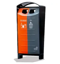 BINsolumn Afvalscheidingsstation | Staal | Grijs/Oranje | 100L | Open | Afvalscheiding | 550x470x1250(h)mm