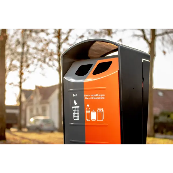 Afvalscheidingsstation | Staal | Grijs/Oranje | 100L | Open | Afvalscheiding | 550x470x1250(h)mm