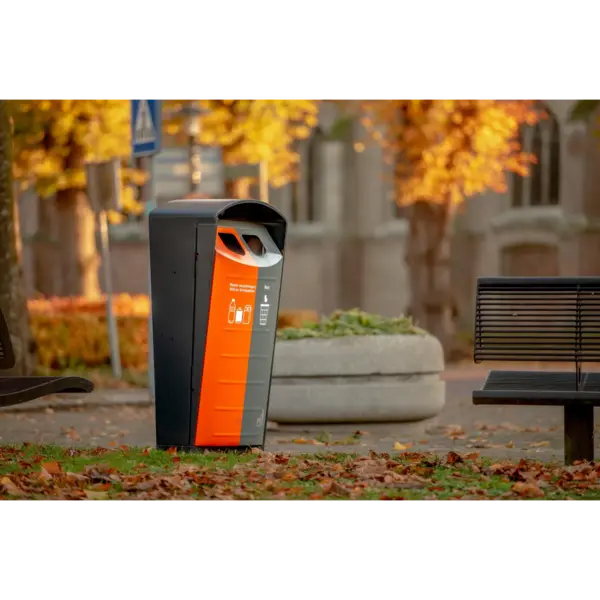 Afvalscheidingsstation | Staal | Grijs/Oranje | 100L | Open | Afvalscheiding | 550x470x1250(h)mm