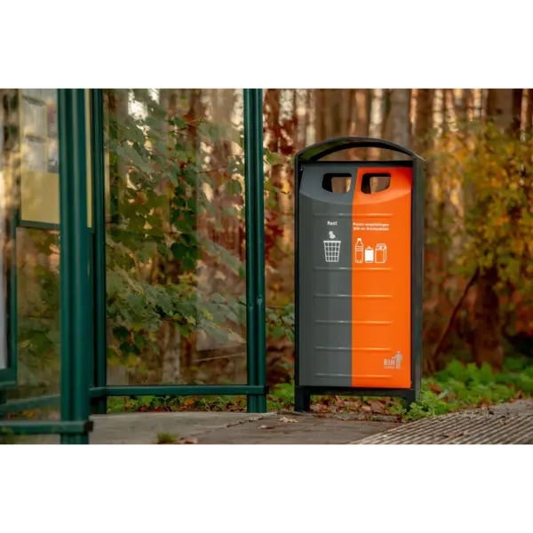 Afvalscheidingsstation | Staal | Grijs/Oranje | 100L | Open | Afvalscheiding | 550x470x1250(h)mm