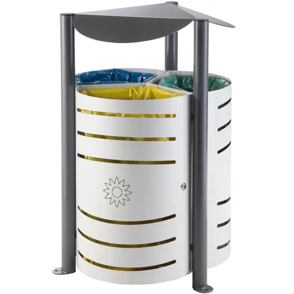 Afvalscheidingsstation | Staal | Grijs | 225L | Open | Afvalscheiding | 680x740x1040(h)mm