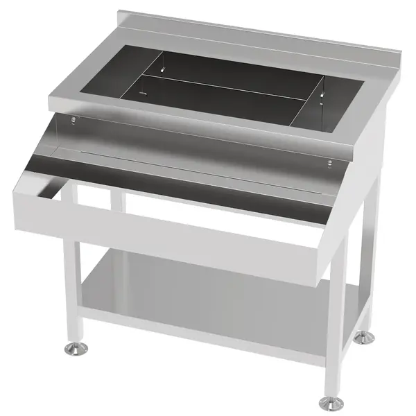 Bar-/Cocktailstation | RVS | IJs-/Ingrediëntenbak + Flessenrek | Bodemschap | Achteropstand | 900x820x900/950(h)mm