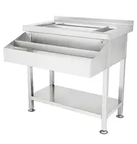 CombiSteel Bar-/Cocktailstation | RVS | IJs-/Ingrediëntenbak + Flessenrek | Bodemschap | Achteropstand | 900x820x900/950(h)mm