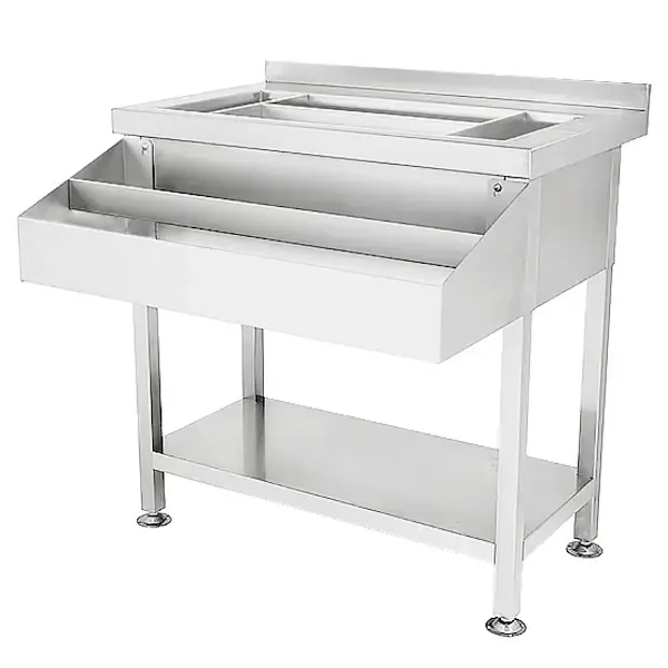 Bar-/Cocktailstation | RVS | IJs-/Ingrediëntenbak + Flessenrek | Bodemschap | Achteropstand | 900x820x900/950(h)mm