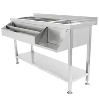 CombiSteel Bar-/Cocktailstation | RVS | IJs-/Ingrediëntenbak + Spoelbak + Flessenrek | Bodemschap | Achteropstand | 1400x820x900/950(h)mm 