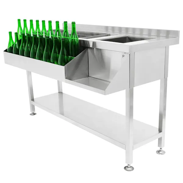 Bar-/Cocktailstation | RVS | IJs-/Ingrediëntenbak + Spoelbak + Flessenrek | Bodemschap | Achteropstand | 1400x820x900/950(h)mm