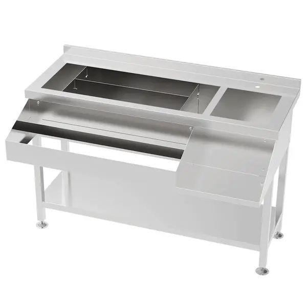 Bar-/Cocktailstation | RVS | IJs-/Ingrediëntenbak + Spoelbak + Flessenrek | Bodemschap | Achteropstand | 1400x820x900/950(h)mm
