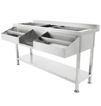 CombiSteel Bar-/Cocktailstation | RVS | IJs-/Ingrediëntenbakken + Spoelbak + Flessenrekken | Bodemschap | Achteropstand | 1600x820x900/950(h)mm 