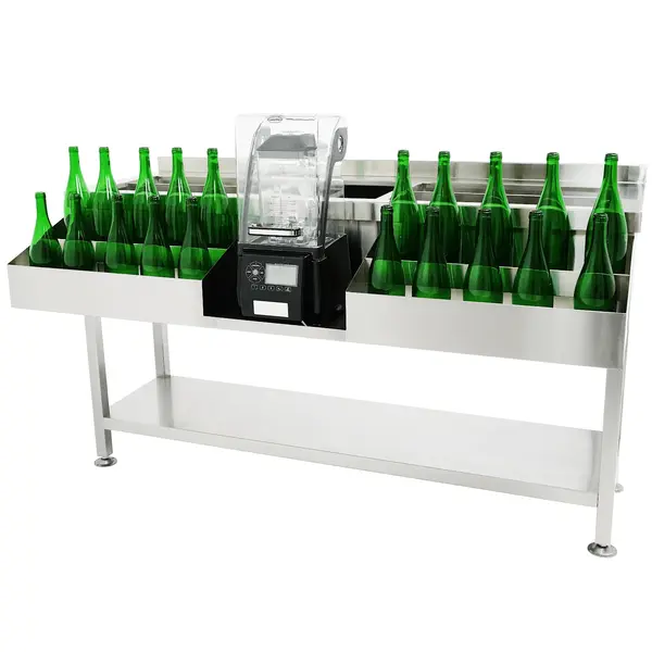Bar-/Cocktailstation | RVS | IJs-/Ingrediëntenbakken + Spoelbak + Flessenrekken | Bodemschap | Achteropstand | 1600x820x900/950(h)mm