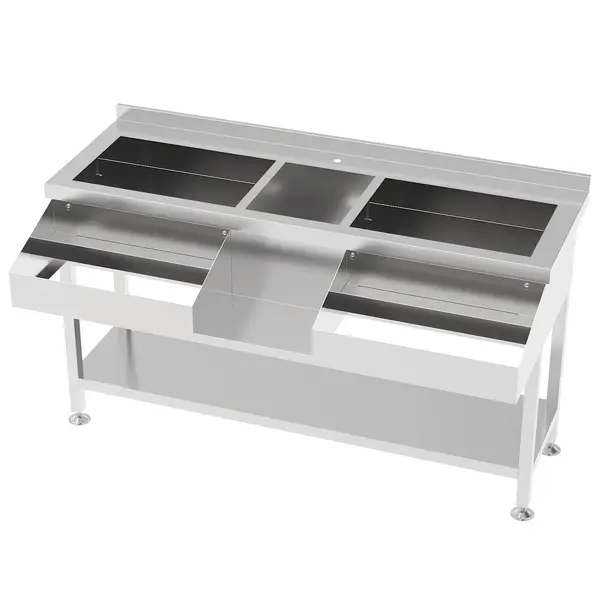 Bar-/Cocktailstation | RVS | IJs-/Ingrediëntenbakken + Spoelbak + Flessenrekken | Bodemschap | Achteropstand | 1600x820x900/950(h)mm
