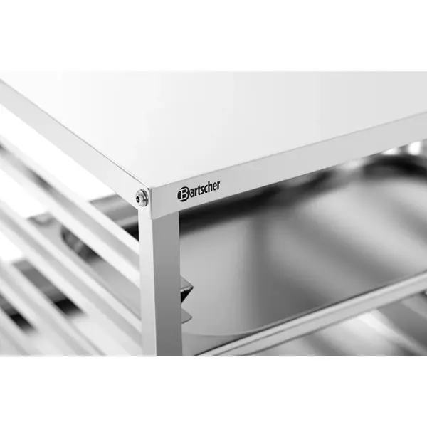 Regaalwagen | RVS | 7 Etages (2/1 GN) + Bovenblad | Wielen (Geremd) | 655x795x1000(h)mm