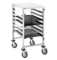 Bartscher Regaalwagen | RVS | 7 Etages (EN600x400) + Bovenblad | Wielen (Geremd) | 535x745x1000(h)mm 
