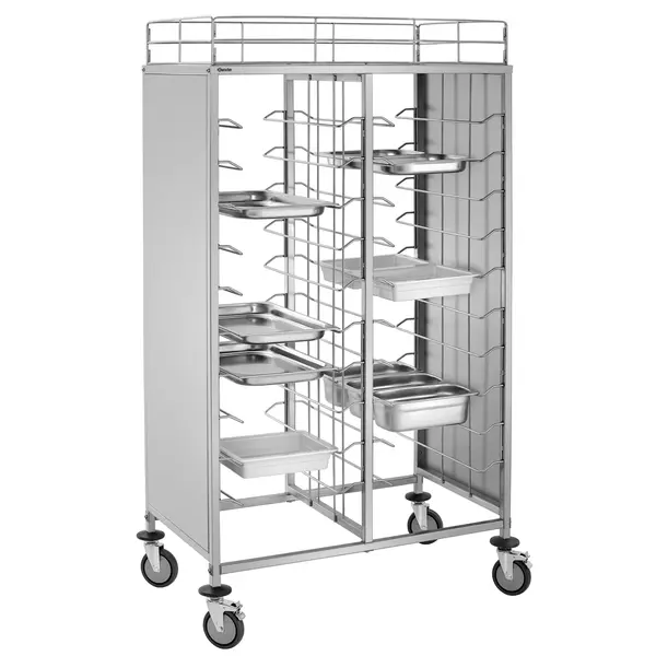 Regaalwagen | RVS | 2x 10 Etages (1/1 GN) + Bovenblad | Wielen (Geremd) | 1065x695x1810(h)mm