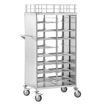Bartscher Dienbladenwagen | RVS | 2x 8 Etages (443x343) + Bovenblad | Wielen (Geremd) | 965x625x1695(h)mm
