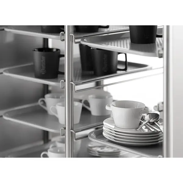 Dienbladenwagen | RVS | 2x 8 Etages (443x343) + Bovenblad | Wielen (Geremd) | 965x625x1695(h)mm