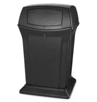 Rubbermaid Afvalbak | RANGER | Kunststof | Zwart | 170.3L | Duwdeksel | 630x630x1054(h)mm