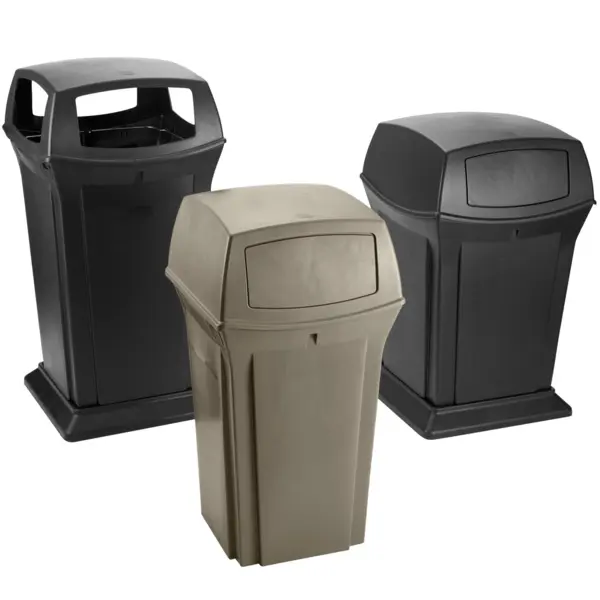 Afvalbak | RANGER | Kunststof | Zwart | 170.3L | Duwdeksel | 630x630x1054(h)mm