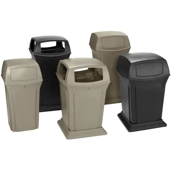 Afvalbak | RANGER | Kunststof | Zwart | 170.3L | Duwdeksel | 630x630x1054(h)mm