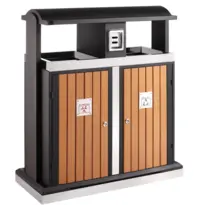 V-Part Afvalscheidingsstation | Kunststof/Staal | Houtlook | 100L | Open | Afvalscheiding | 940x400x1000(h)mm