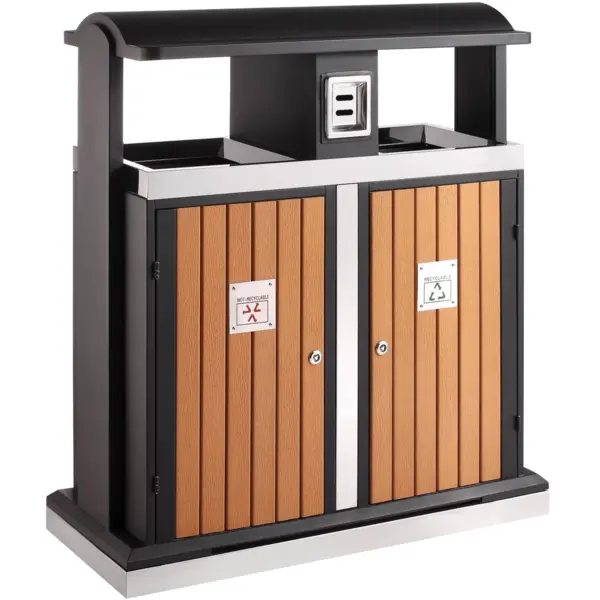 Afvalscheidingsstation | Kunststof/Staal | Houtlook | 100L | Inworpvak | Afvalscheiding | 940x400x1000(h)mm